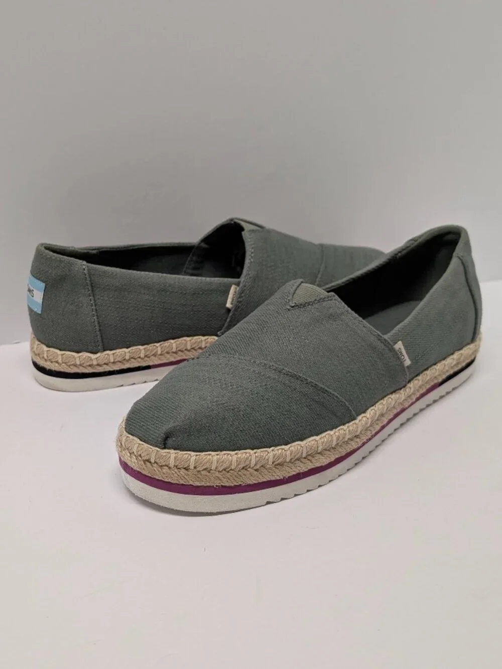 TOMS Wear Good Alpargata Platform Rope Espadrilles in Bonsai Green Heavy Twill